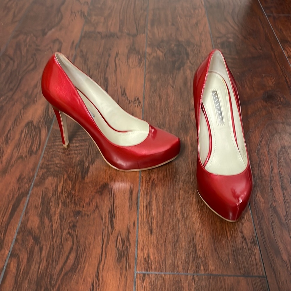 Patent Red Platform Heels